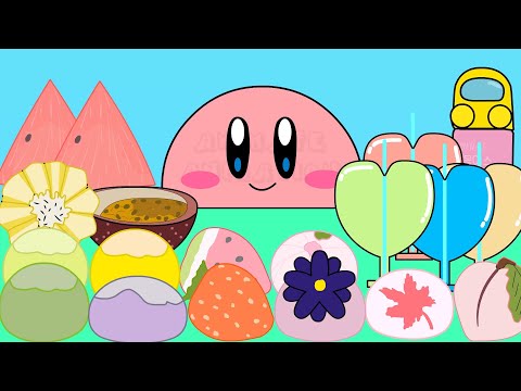 KIRBY ANIMATION  - RAINBOW DRINKS, FRUITS CAKE, WATERMELON, STRAWBERRY MUKBANG COMPLETE EDITION