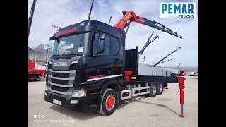 Scania R 500 6X2 GRUA PALFINGER PK 20002 CAJA FIJA EURO 6 flatbed truck | Image 4 - Autoline