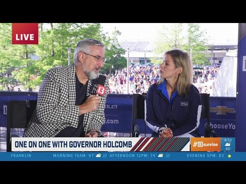 Gov. Eric Holcomb visits with TrackTeam 13 before Indianapolis 500