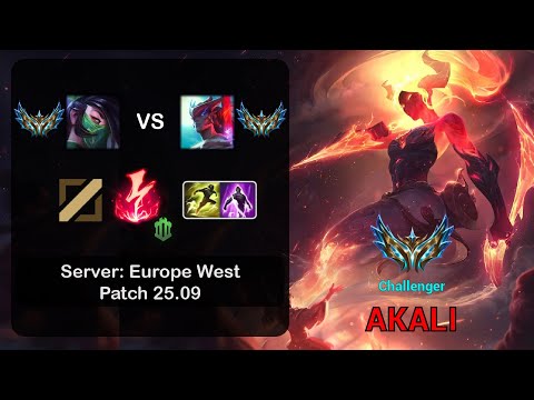 Akali Mid vs Yone - EUW Challenger - Patch 25.09