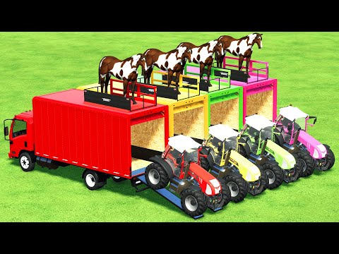 HORSES & RIGITRAC MINI TRACTORS TRANSPORTING WITH ISUZU TRUCKS - Farming Simulator 22