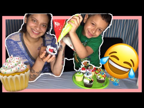 Mommy And Son Decorate Cupcakes (Funny)