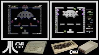 Atari 8-bit vs C64 : BUBBLE BOBBLE (Side by side comparison)
