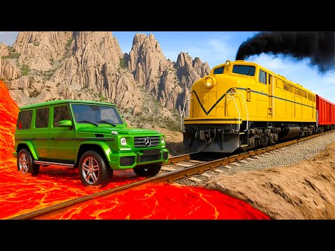 Trains vs Lava Crosses Rairoad - Cars vs INCOMPLETE Road #3 - BeamNG.drive Fails & Crashes 2025