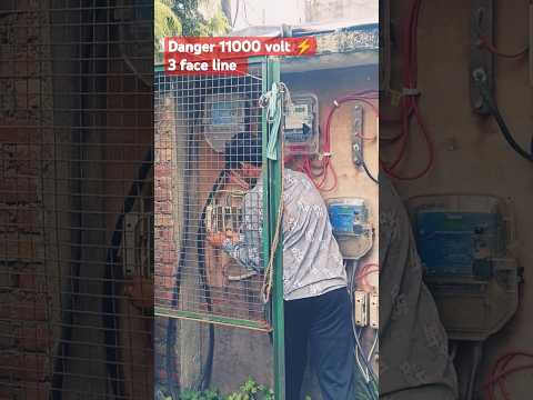 3 phase line 11000 volt face changing without gloves #electrical #experiment #electric #electrician