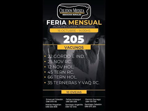 16/10/2025 Asociación Agropecuaria de Tarariras - Colonia - Celedón Mediza Negocios Rurales