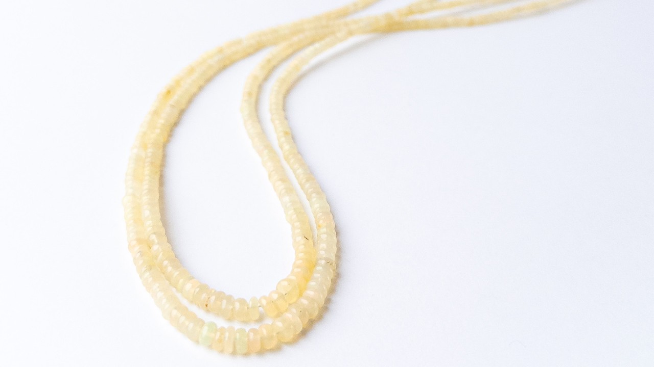 Ethiopian Opal | Smooth Rondelle | 3-4mm Bead Size | 41cm Strand Length video