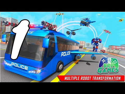 Flying Bus Robot Transform War- Police Robot Games Gameplay Walkthrough #1 (Android, IOS)