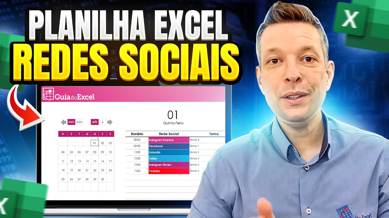 Planilha de Calendário de Posts de Redes Sociais Excel