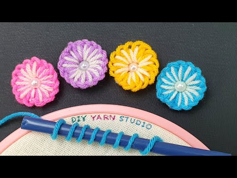 Amazing Trick with Plastic Straw - Easy Woolen Flower Making - No Crochet Flower