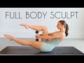 30 MIN FULL BODY SCULPT No Jumping Pilates Style Light Weights