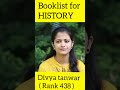 Booklist For History For UPSC CSE Divya Tanwar Rank 438 Heavenlbsnaa
