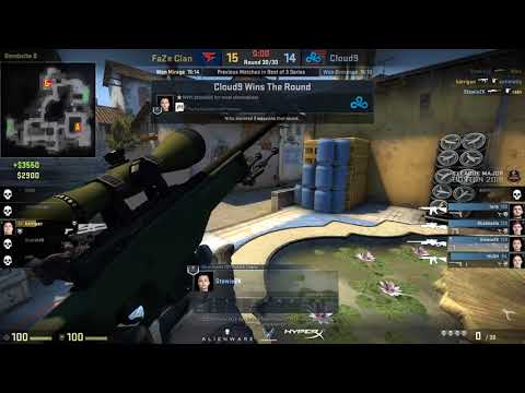 Cloud9 STEWIE2K AWP 4K TO FORCE OT vs FaZe Inferno @ ELEAGUE MAJOR BOSTON 2018