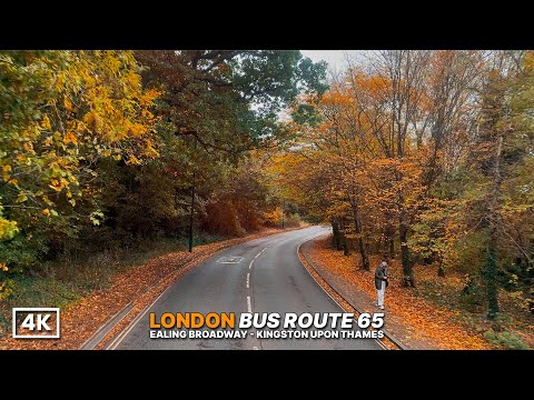 Beautiful Autumn Bus Ride 🍂 | London Bus Route 65 from Ealing to Kingston – London in Fall [4K POV]