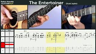 The Entertainer - (Scott Joplin) - Chet Atkins - Guitar Tutorial Slow Played Tabs &amp; Score