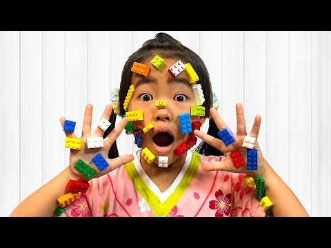 レゴブロックが顔にくっついた！お片付けしよう！　教育　Clean Up The Room Song | Nursery Rhymes & Kids Songs　かえであーたん