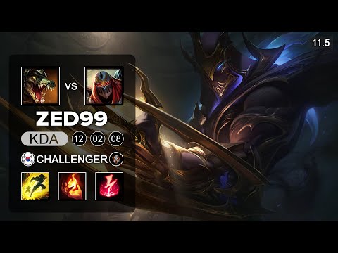 ZED99 Zed Mid vs Renekton - KR Challenger Patch 11.5