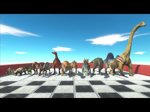 SPEED RACE TEST ALL DINOSAURS - BUMPY MAP - Animal Revolt Battle Simulator Race