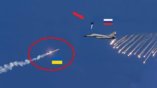 Big fire!! Russian MIG-29 fighter jet tracked by Ukrainian missile