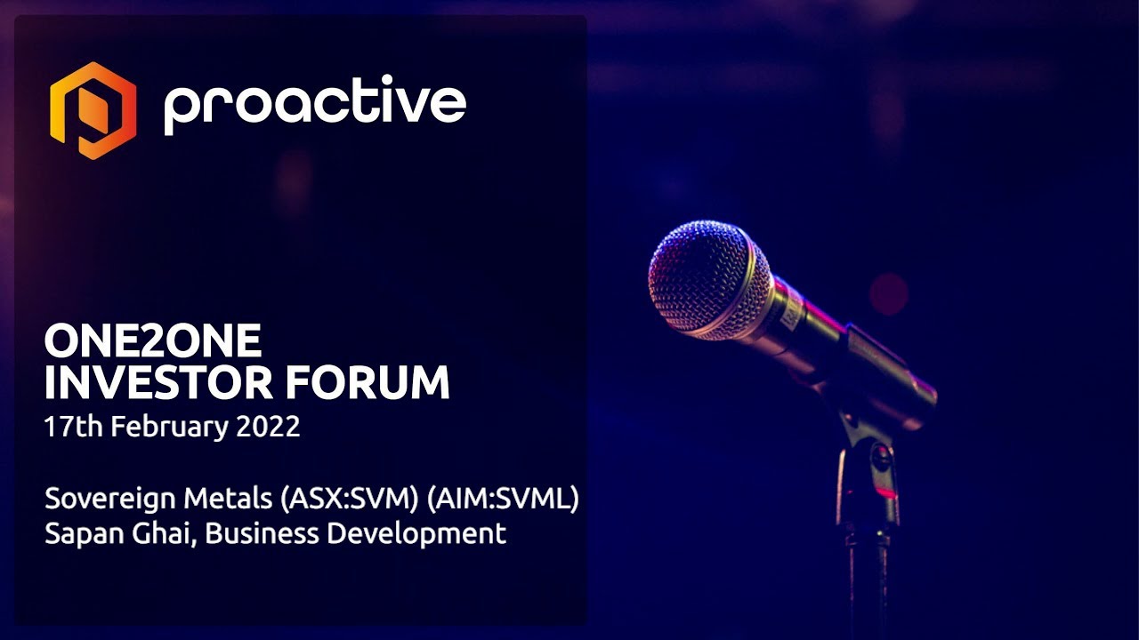 Sovereign Metals presenting at Proactive One2One Forum