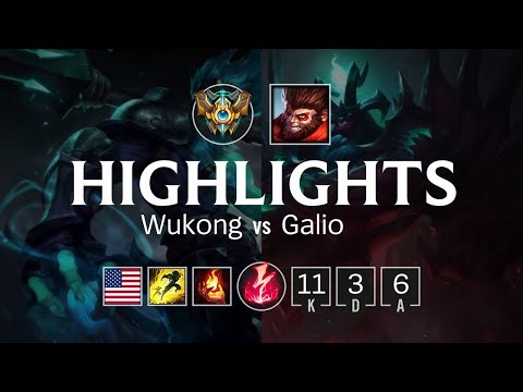 Highlights Wukong Mid vs Galio - NA Challenger Patch 8.7