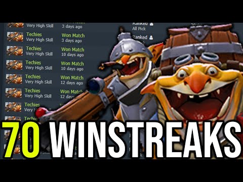 WTF 70 WINSTREAKS!! This is how he earns 2100MMR Quickly with only Techies!!