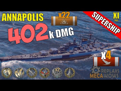 DAMAGE RECORD! Annapolis 4 Kills & 402k Damage | World of Warships Gameplay