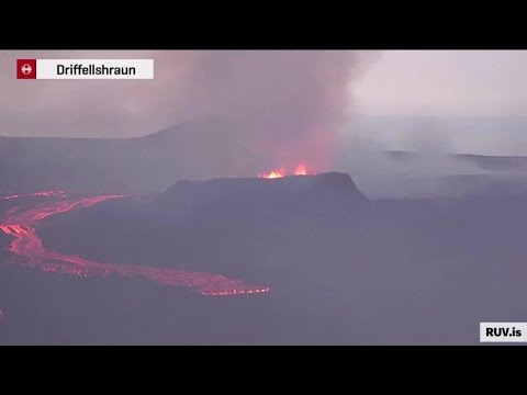 Lava flows from Fagradalsfjall volcano in Iceland
