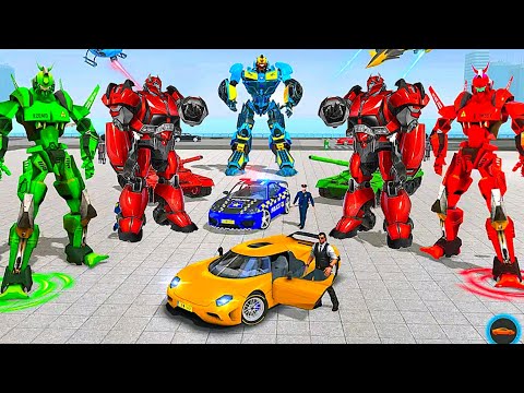 Transforming Robot Theft Game 2023: US Agent Steal Robot Tank Car Transport Plane - Android Gameplay