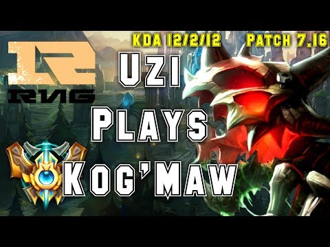 RNG Uzi Plays KOG'MAW vs TRISTANA Adc - S7 Ranked | Patch 7.16