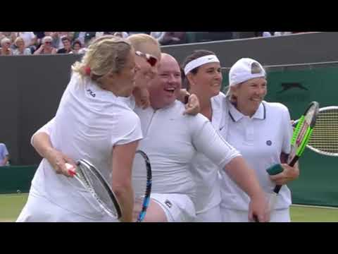 Wimbledon Spectator Dons White Skirt As He Joins Kim Clijsters On Court