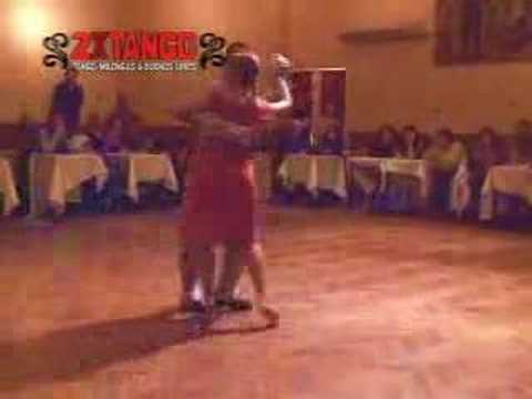  Andrea Misse  and  Javier Rodriguez  are  dancing  to  the  tango  "  Tu Boca Mintio  "