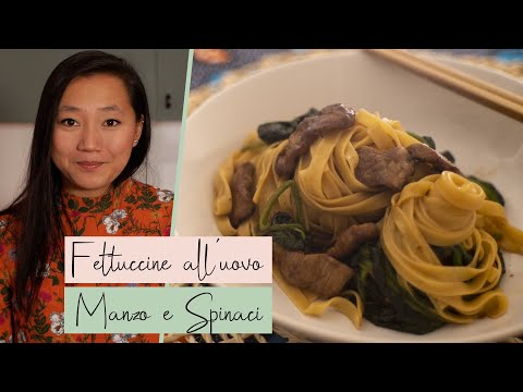 Fettuccine saltate con manzo e spinaci | Noodles Saltati | ricetta orientale