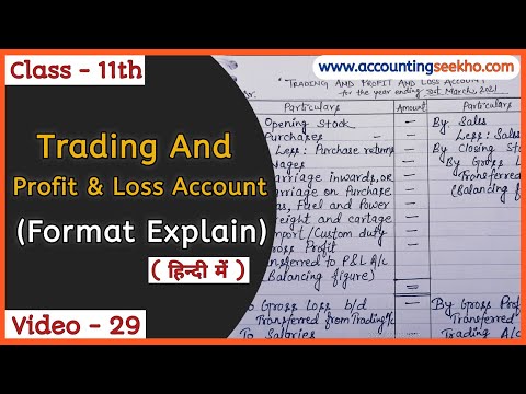Format Of Trading And Profit And Loss Account | Financial Statements | हिन्दी में |