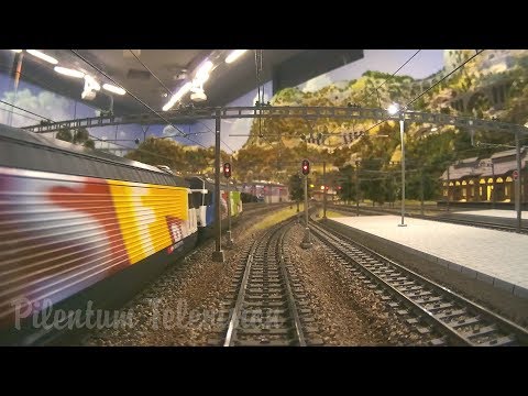 Model Railway Cab Ride Porsche Model Railroad Museum on the Gotthard Railway in the Switzerland