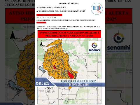 Alerta roja por riesgo de desbordes en Santa Cruz y Beni