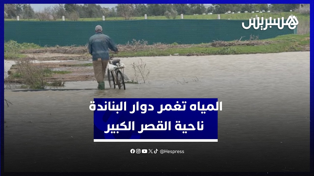 ماشية محاصرة وأراضي غطتها الفيضانات.. المياه تغمر دوار البناندة ناحية القصر الكبير thumbnail