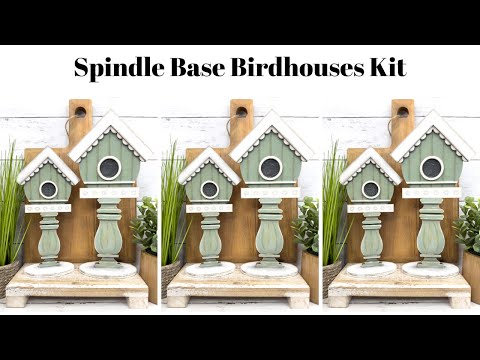 Shabby Chic DIY spindle base bird houses tutorial