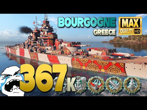Battleship Bourgogne: 367k on map Greece - World of Warships