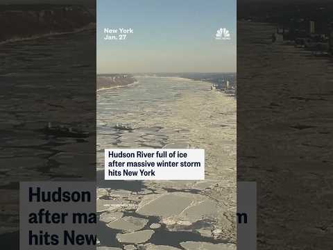 Hudson River full of ice after massive winter storm hits New York