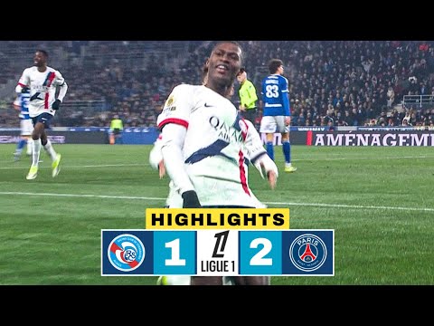 Strasbourg vs PSG 1-2 Résumé | Nuno Mendes Goal | Ligue 1 Highlights | Hakimi Red Card | Guela Doué