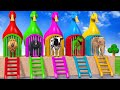 Long Slide Game With Cow Elephant Gorilla Hippopotamus Tiger - 3d Animal Game - Funny 3d Animals