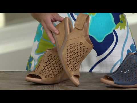 Earth Leather Wedge Sandals with Cut-Out Details - Cascade on QVC