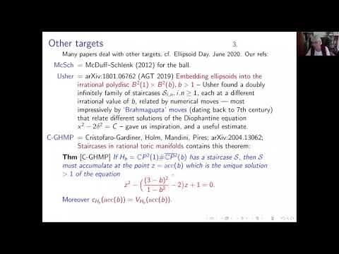 Embedding ellipsoids into the one-point blowup of CP^2 - Dusa McDuff