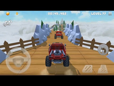 Mountain Climb Stunt 3D - Huge Red Monster Truck Driving - Levels 77 - 83 Completed Android Gameplay