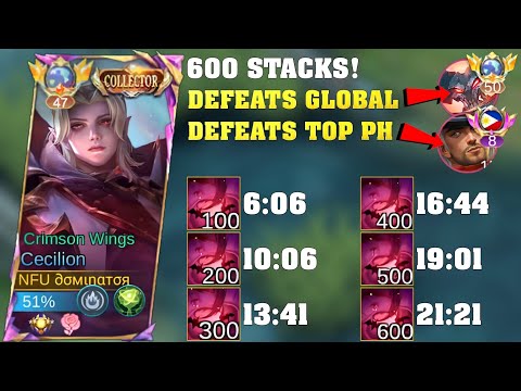 600 STACKS! Cecilion DEFEATS Top 50 Global Thamuz & Top 8 PH Clint!, Cecilion Gameplay | #mlbb