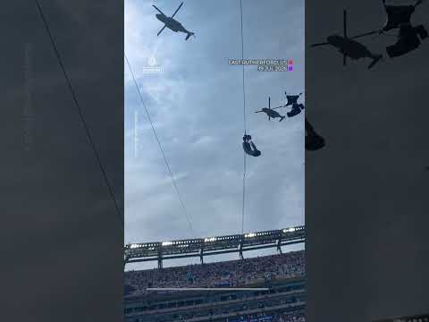 A bird's-eye view as Donald Trump arrives for the World Cup final