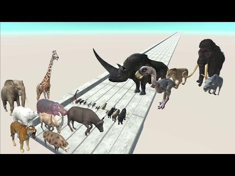 Animal vs. Prehistoric mammals speed race. Long straight course! | Animal Revolt Battle Simulator