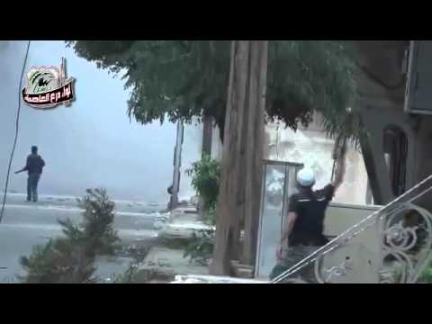 اقتحام حاجز لقوات النظام من قبل لواء درع العاصمة في مدينة حرستا