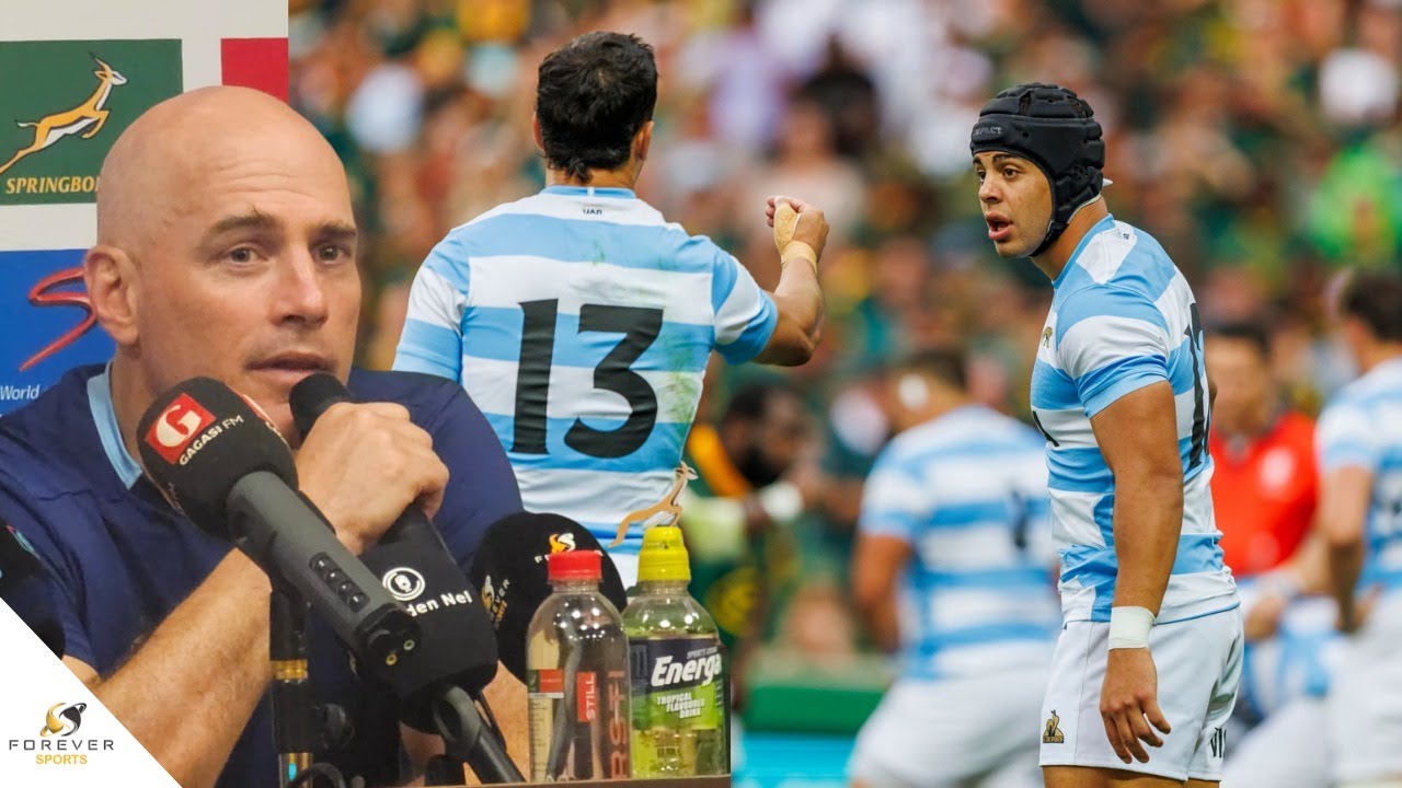 Felipe Contepomi reacts to loss to Springboks before storming out of Press Conference